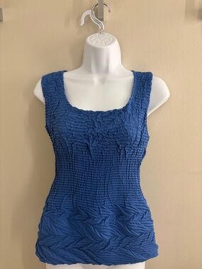 Babette Form Flattering Sleeveless Royal Blue Top Small